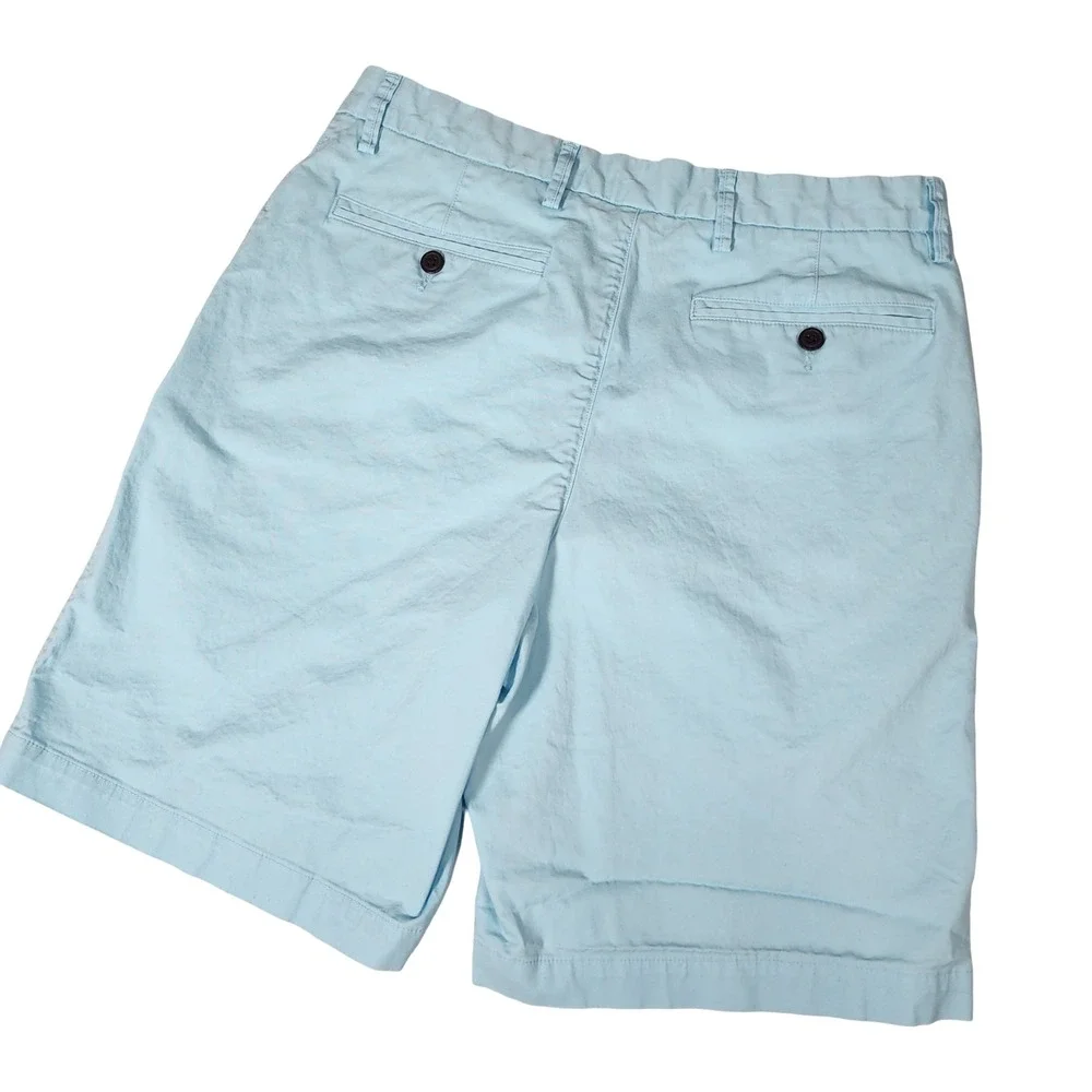Lands End Mens 31 Traditional Fit Chino Shorts Light Blue Stretch Cotton 9